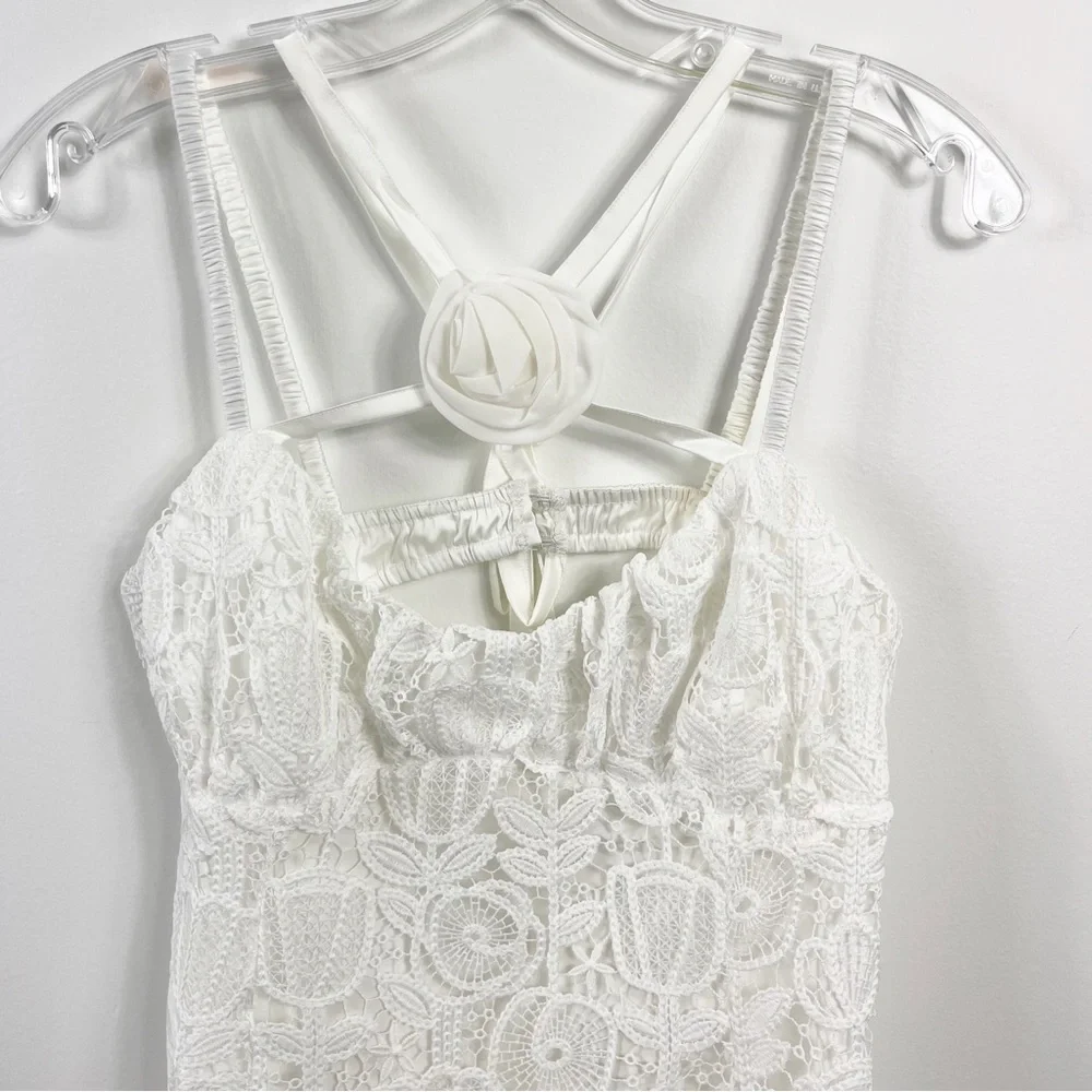 For Love And Lemons Harriet Lace Mini Dress NWT Crisp White - Picture 3 of 9